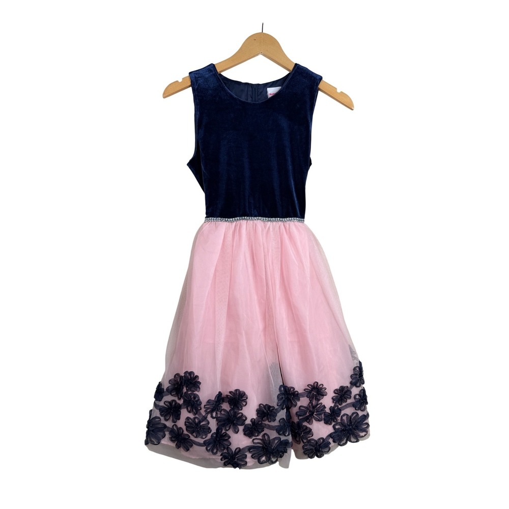 New Nannette Kids‎ Sleeveless Floral Detail Dress size 16 Blue/Pink